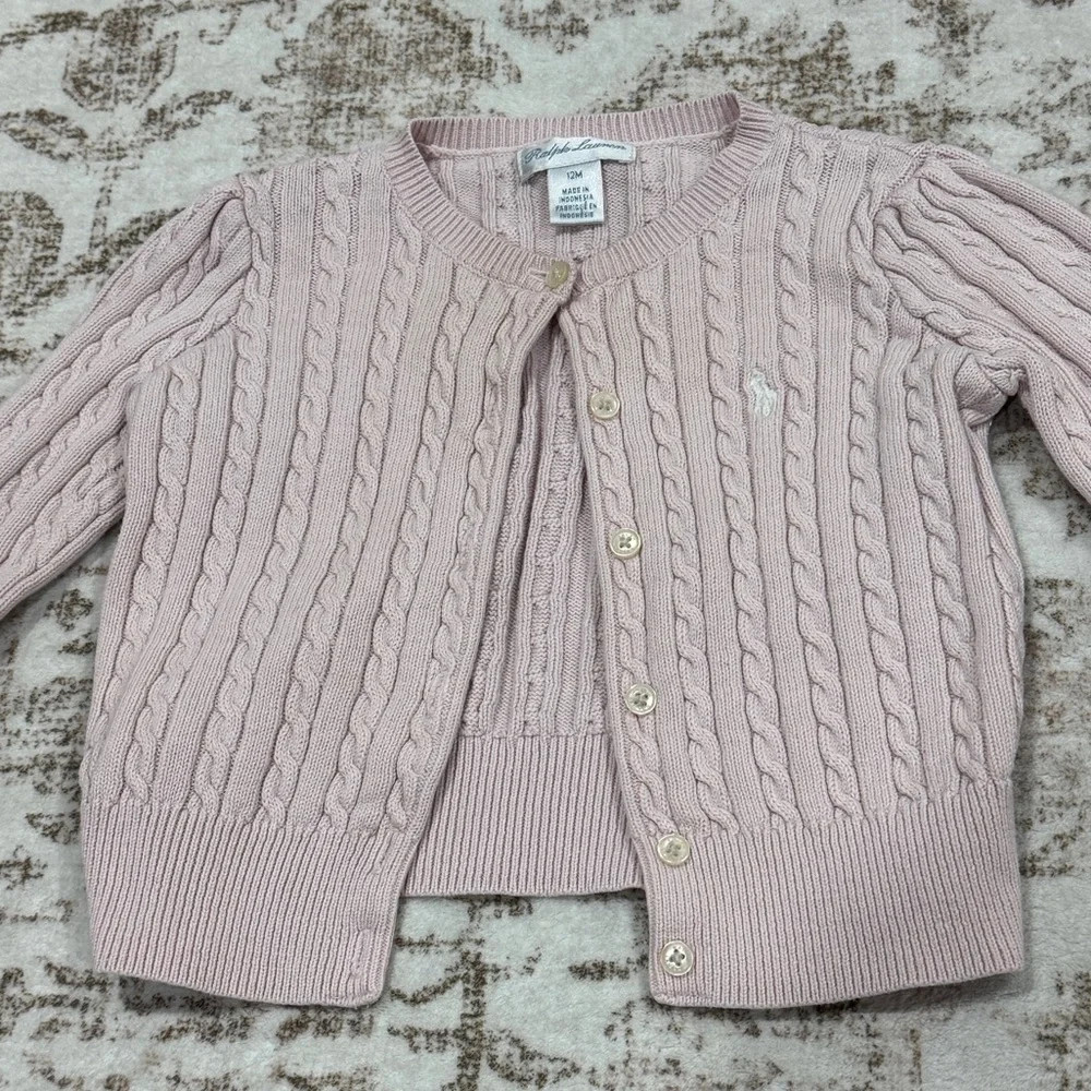 Ralph Lauren 12 Months Pink Cable Knit Cardigan